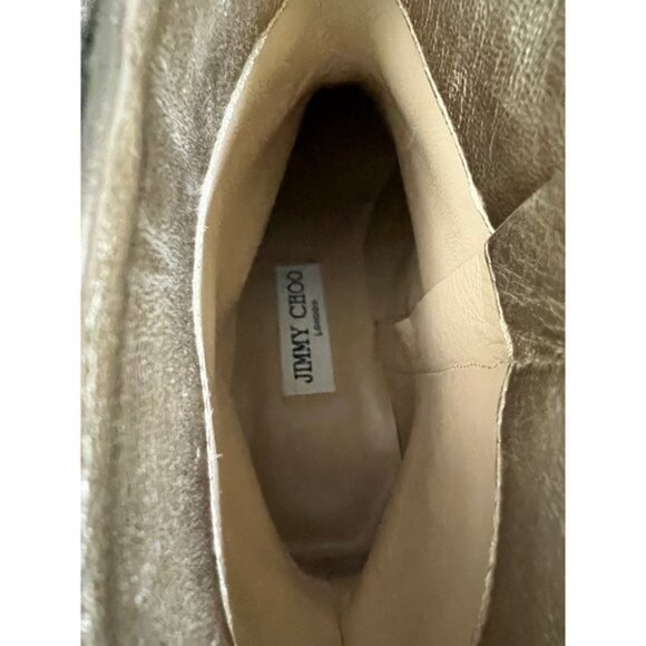 Jimmy Choo Platinum Crystal Myan 45mm Glittered Leather Ankle Boots Size 36.5 - Picture 7 of 12